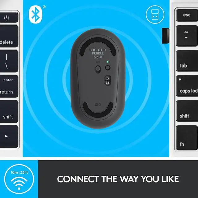 Alt view image 19 of 20 - Logitech Pebble M350 Wireless Mouse with Bluetooth or USB - Graphite