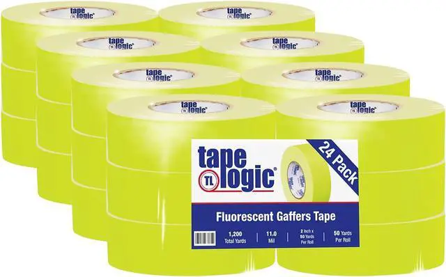 Alt view image 2 of 4 - Tape Logic T9874FY 2 in. x 50 Yards Fluorescent Yellow Tape Logic 11 mil Gaffers Tape - 24 Per Case