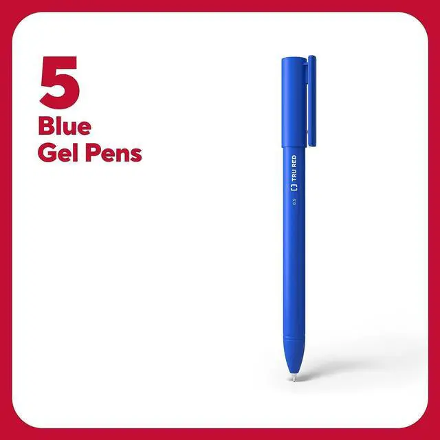 Alt view image 2 of 10 - TRU RED Quick Dry Gel Pens Fine Point 0.5mm Blue 5/Pack TR54469