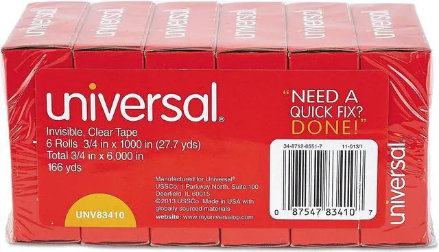 Alt view image 15 of 15 - Universal 83410 Invisible Tape  3/4   x 28 Yards  1 in.Core  Clear  Six per Box