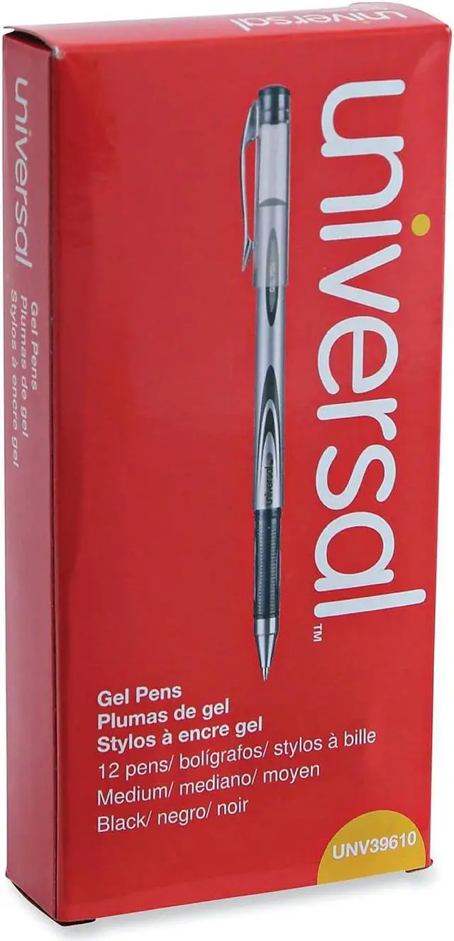 Alt view image 8 of 12 - Universal Gel Stick Pen 0.7 mm Medium Black Ink 1 Dozen 39610
