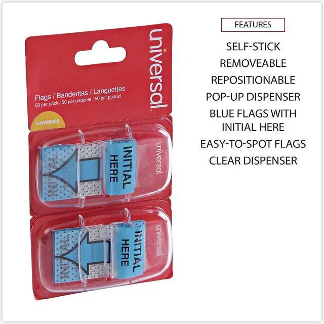 Alt view image 5 of 8 - Universal Deluxe Message Arrow Flags "Intital Here" Blue 100/Pack 99009