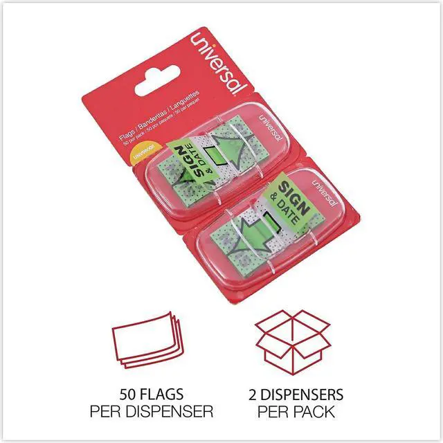Alt view image 8 of 10 - Universal Deluxe Message Arrow Flags "Sign and Date" Green 100/Pack 99008