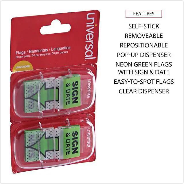 Alt view image 7 of 10 - Universal Deluxe Message Arrow Flags "Sign and Date" Green 100/Pack 99008
