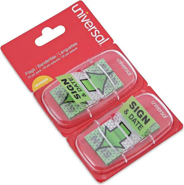Alt view image 10 of 10 - Universal Deluxe Message Arrow Flags "Sign and Date" Green 100/Pack 99008