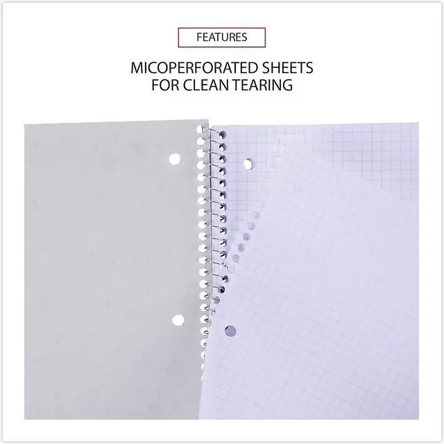 Alt view image 8 of 10 - Universal Wirebound Notebook Quadrille Rule 8" x 10.5" 1 Subject Assorted 4/Pack 66634
