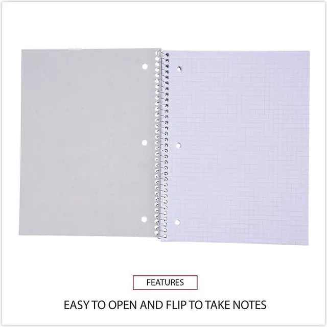 Alt view image 9 of 10 - Universal Wirebound Notebook Quadrille Rule 8" x 10.5" 1 Subject Assorted 4/Pack 66634