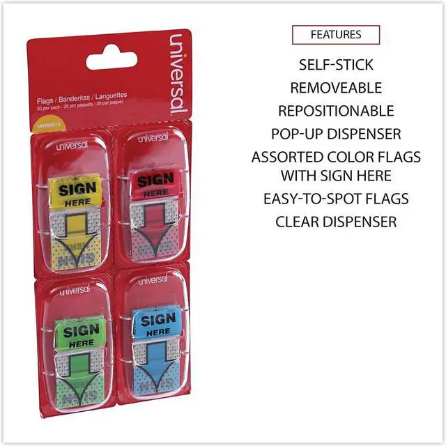 Alt view image 7 of 10 - Universal Deluxe Message Arrow Flags "Sign Here" Assorted Colors 120/Pack 99010