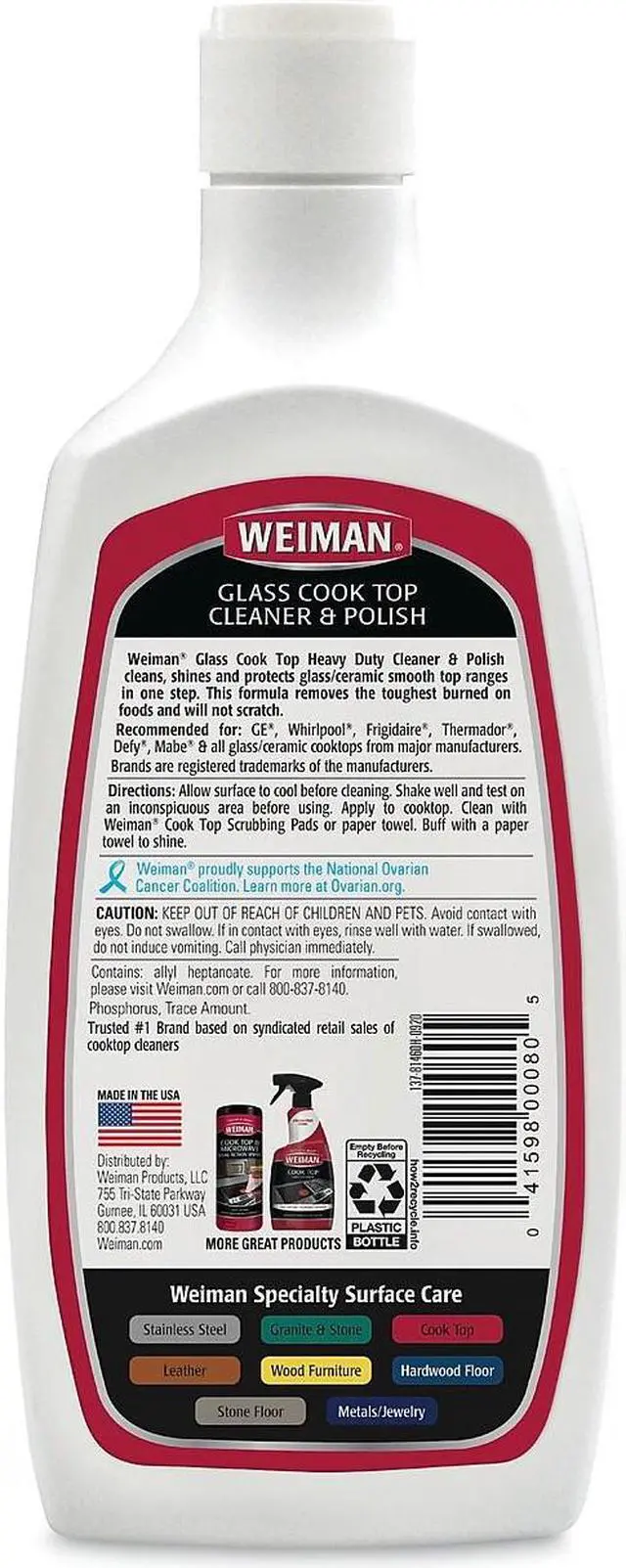 Alt view image 3 of 11 - WEIMAN Glass Cook Top Cleaner and Polish 20 oz Squeeze Bottle 6/CT 137