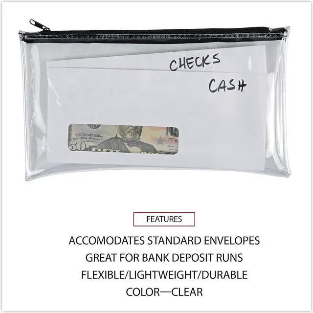 Alt view image 7 of 10 - Zippered Wallets/Cases, 11w x 6h, Clear/Black, 2/PK 69026