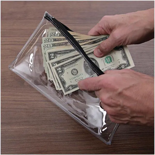 Alt view image 9 of 10 - Zippered Wallets/Cases, 11w x 6h, Clear/Black, 2/PK 69026