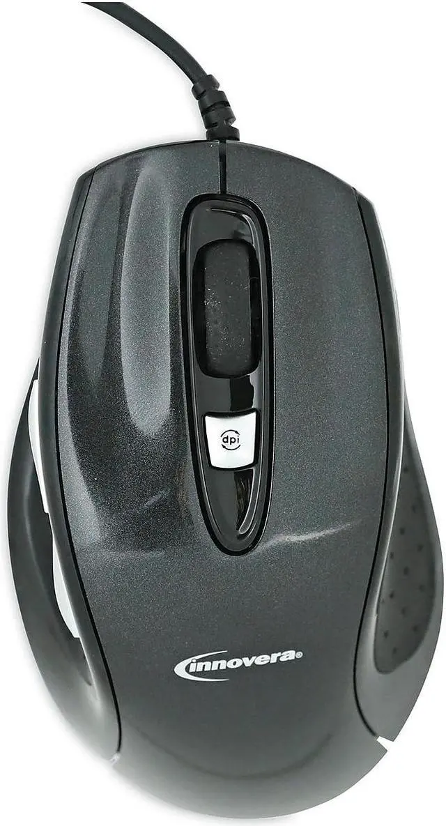 Alt view image 5 of 8 - Innovera Full-Size Wired Optical Mouse USB Black 61014