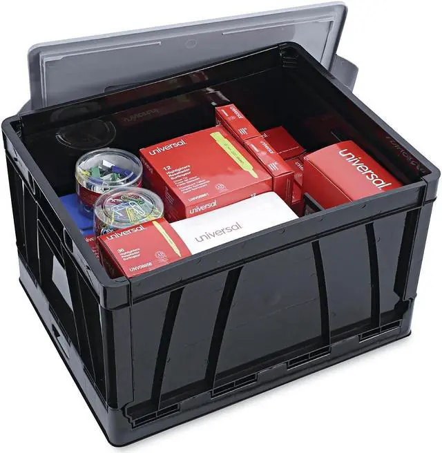 Alt view image 10 of 12 - UNIVERSAL Collapsible Crate 17 1/4 x 14 1/4 x 10 1/2 Black/Gray 2/Pack 40010