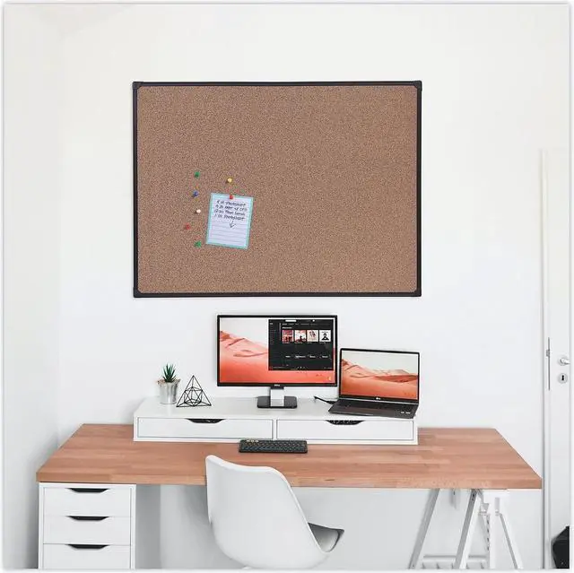 Alt view image 17 of 18 - Tech Cork Board, 48 x 36, Cork, Black Frame 43023