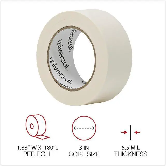 Alt view image 7 of 8 - Universal General Purpose Masking Tape 48mm x 54.8m 3" Core 2/Pack 51302