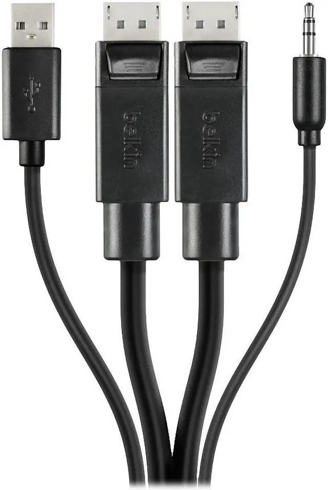 Alt view image 11 of 16 - Belkin F1D9020B10T 10ft Dual Head DP/USB/Audio M/M KVM Combo Cable Black