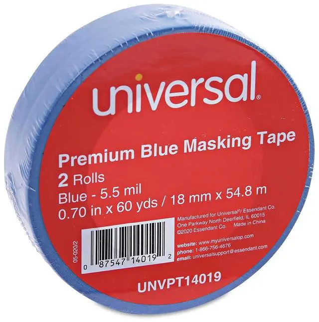 Alt view image 6 of 11 - Universal Premium Blue Masking Tape w/Bloc-it Technology 18mm x 54.8m Blue 2