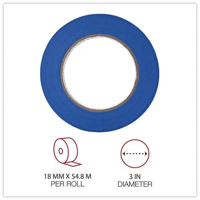 Alt view image 8 of 11 - Universal Premium Blue Masking Tape w/Bloc-it Technology 18mm x 54.8m Blue 2