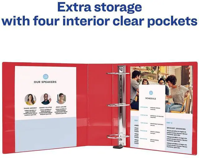 Alt view image 16 of 17 - Avery Heavy-Duty View Binder w/Locking 1-Touch EZD Rings 4" Cap Red 79326