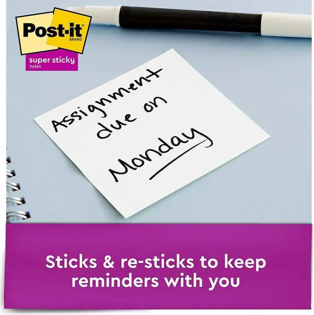 Alt view image 5 of 10 - Post-it Super Sticky Notes 3 x 3 White 90 258343