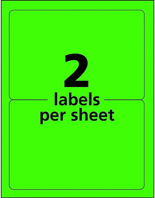 Alt view image 11 of 14 - Avery Neon Shipping Label Laser 5 1/2 x 8 1/2 Neon Green 200/Box 5952