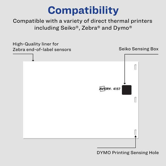 Alt view image 2 of 10 - Avery Thermal Printer Shipping Labels 4 x 6 White 220/Roll 4 Rolls 4157