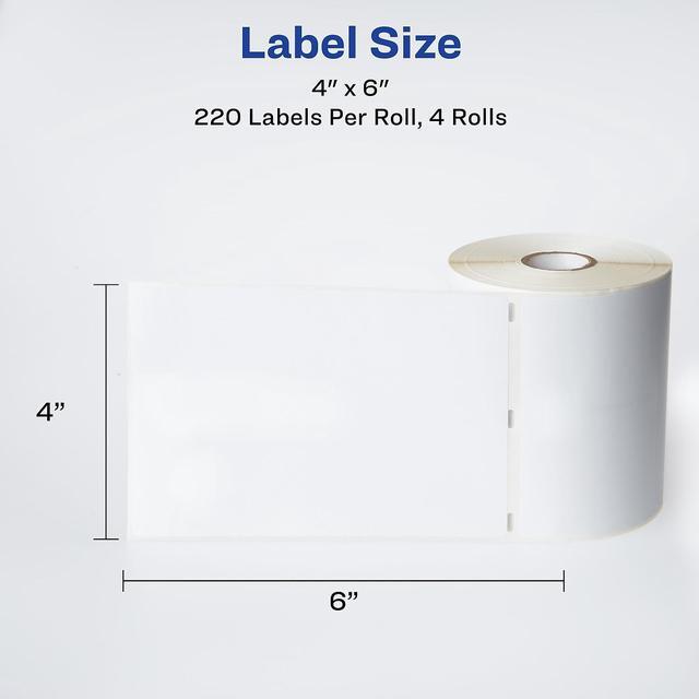 Alt view image 10 of 10 - Avery Thermal Printer Shipping Labels 4 x 6 White 220/Roll 4 Rolls 4157
