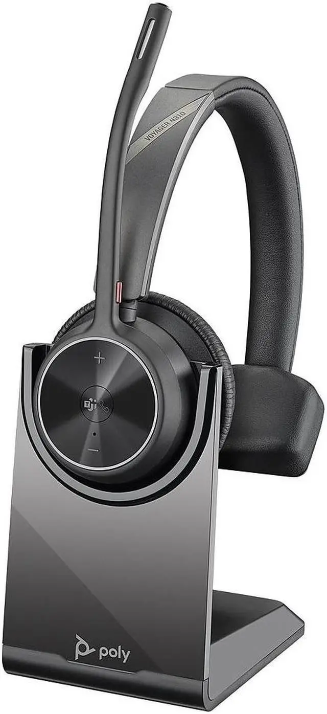 Alt view image 6 of 13 - Poly Voyager 4300 UC 4310-M Headset (Plantronics)- Mono - USB Type C - Wired/Wireless - Bluetooth - 164 ft - 20 Hz - 20 kHz - Over-the-head - Monaural - Ear-cup - 4.92 ft Cable - Noise Cancelling