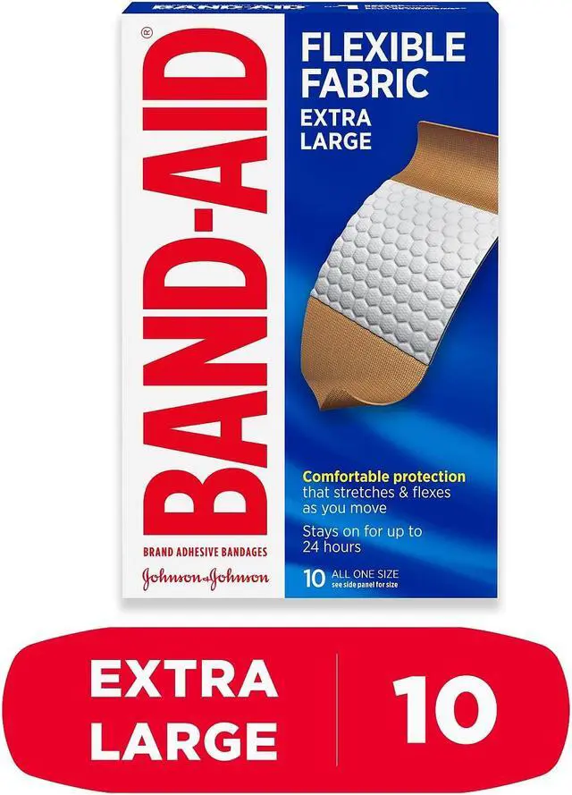 Alt view image 8 of 13 - Band-Aid Flexible Fabric Extra Large Adhesive Bandages, 1.25" X 4", 10/Box 5685