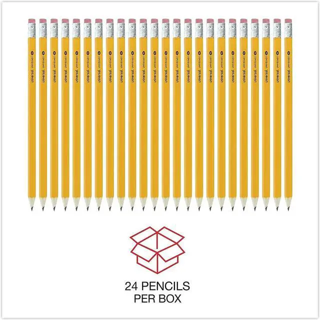 Alt view image 10 of 13 - Universal #2 Pre-Sharpened Woodcase Pencil HB #2 Yellow Barrel 24/Pack 55401