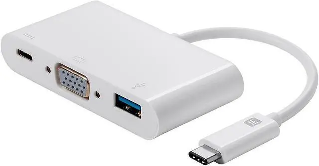 Alt view image 8 of 13 - Monoprice USB-C VGA Multiport Adapter - White, With USB 3.0 Connectivity & Mirror Display Resolutions Up To 1080p @ 60hz - Select Series