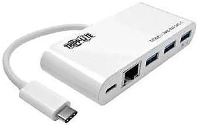 Alt view image 9 of 15 - Tripp Lite 3-Port USB-C hub w/ GbE, USB-C Charging USB Type C USB 3.1 Hub (U460-003-3AG-C)