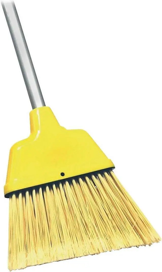 Alt view image 8 of 9 - Genuine Joe Angle Broom High Performance Bristles 12-1/2" W Yellow 09570