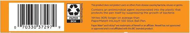 Alt view image 8 of 8 - BIC Prevaguard Round Stic Ballpoint Pen Medium Point Blue Ink Dozen (GSAM11-BLU) GSAM11BE