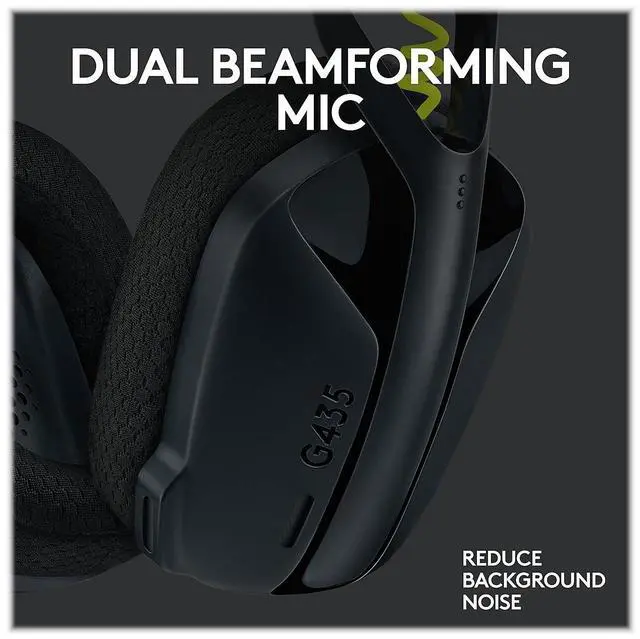 Alt view image 12 of 15 - Logitech G435 LIGHTSPEED Bluetooth Over-the-Ear Gaming Headset Black (981-001049)