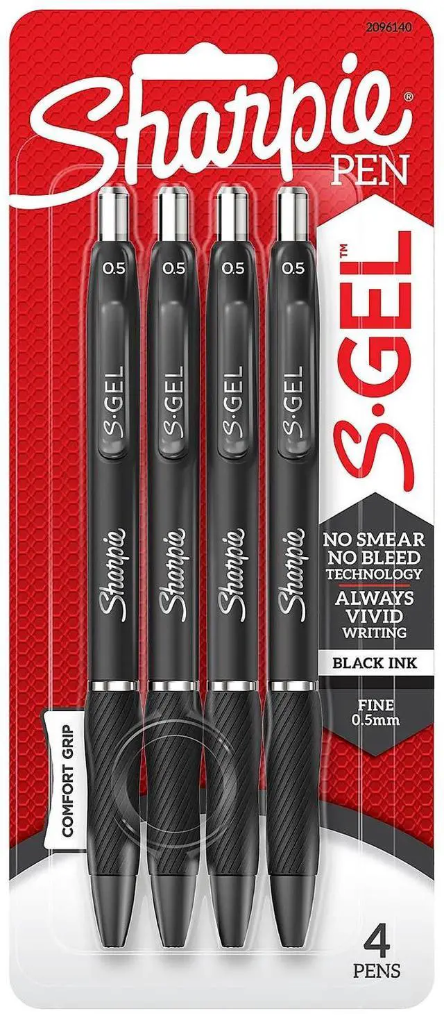 Main image of Sharpie S-Gel Retractable Gel Pen Fine Point Black Ink 4/Pack (2096140)