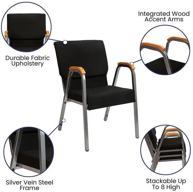 Alt view image 10 of 20 - Chair, 450lb Capacity, 22-7/8"x30-1/4"x46-7/8", Black