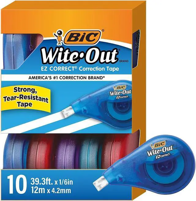 Alt view image 16 of 20 - BIC Wite-Out EZ Correct Correction Tape Non-Refillable 1/6" x 472" 10/Box WOTAP10