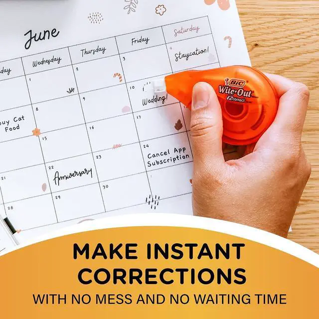 Alt view image 19 of 20 - BIC Wite-Out EZ Correct Correction Tape Non-Refillable 1/6" x 472" 10/Box WOTAP10
