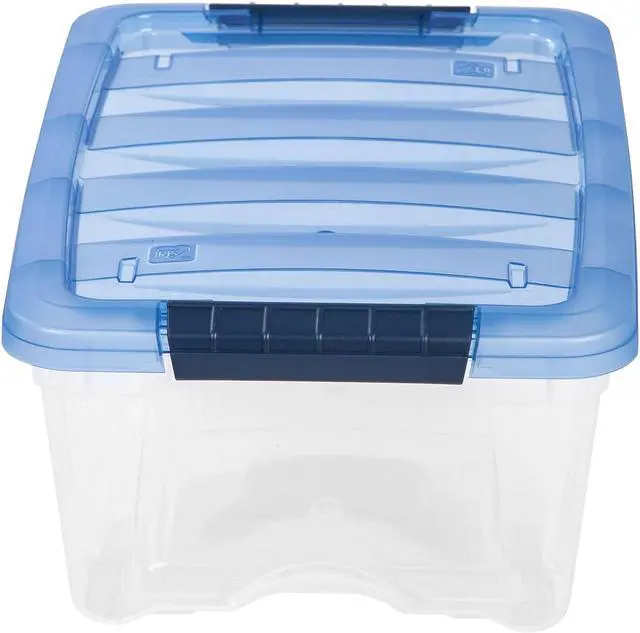 Alt view image 4 of 4 - Iris Stack & Pull 12.9 Qt. Latch Lid Storage Bin Navy/Clear (100306)