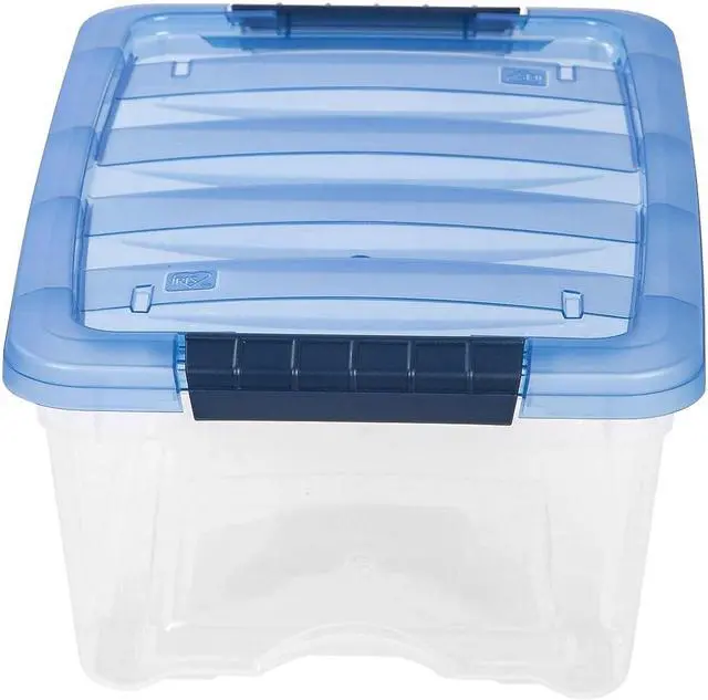 Main image of Iris Stack & Pull 12.9 Qt. Latch Lid Storage Bin Navy/Clear (100306)