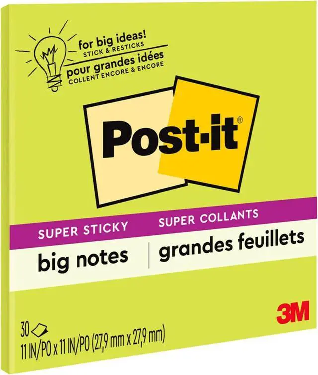Alt view image 5 of 20 - 3M Notepad Post-it Big Notes Super Sticky 30 Shts 11"x11" GN BN11G