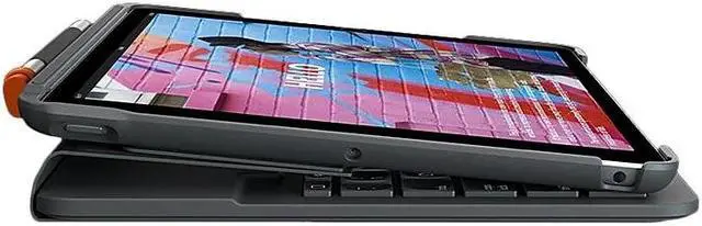 Alt view image 14 of 20 - Logitech iPad (7th Generation) Keyboard Case | Slim Folio with Integrated Wireless Keyboard (Graphite)