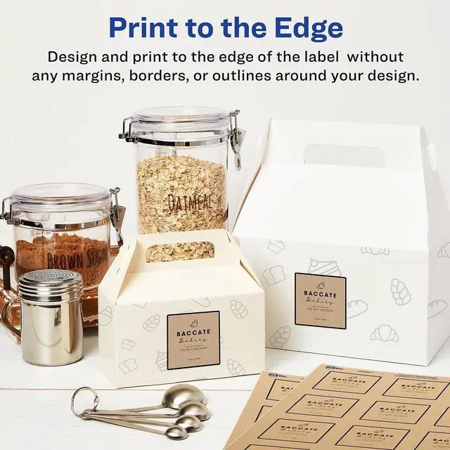 Alt view image 11 of 15 - Avery Square Print-to-the-Edge Labels 2 x 2 Kraft Brown 300/Pack 22846