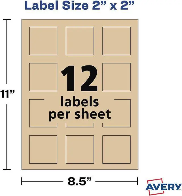 Alt view image 13 of 15 - Avery Square Print-to-the-Edge Labels 2 x 2 Kraft Brown 300/Pack 22846