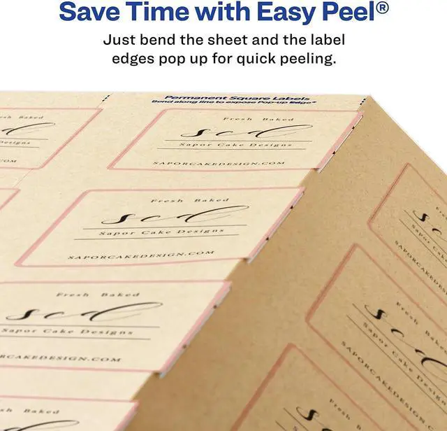 Alt view image 12 of 15 - Avery Square Print-to-the-Edge Labels 2 x 2 Kraft Brown 300/Pack 22846