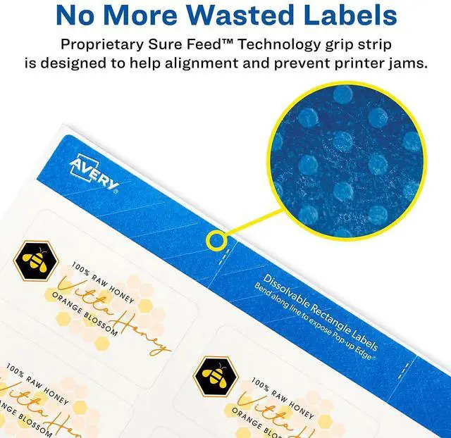 Alt view image 12 of 15 - Avery Printable Dissolvable Rectangle Labels, 1-1/4" x 2-3/8", White, 90 Customizable Labels (4224)