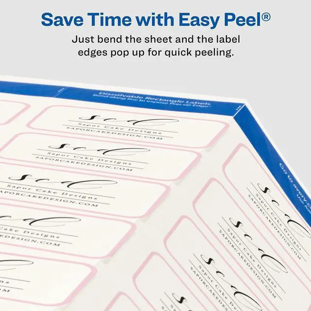 Alt view image 13 of 15 - Avery Printable Dissolvable Rectangle Labels, 1-1/4" x 2-3/8", White, 90 Customizable Labels (4224)