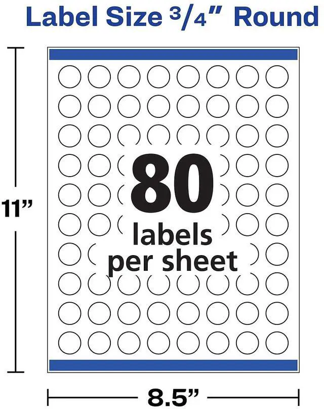 Alt view image 12 of 12 - Avery Printable Round Labels with Sure Feed, 3/4" Diameter, Matte White, 800 Customizable Labels (4221)