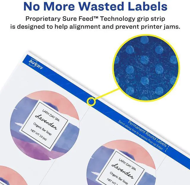 Alt view image 9 of 12 - Avery Printable Round Labels with Sure Feed, 3/4" Diameter, Matte White, 800 Customizable Labels (4221)